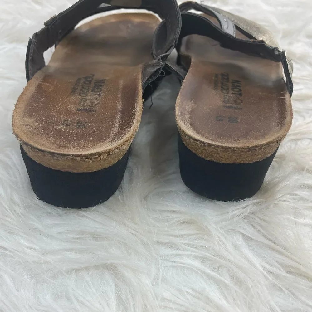 Naot Kimberly Metallic Leather Rhinestone Cork Sandals - Picture 3 of 11
